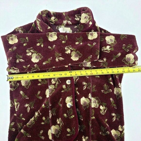 The Territory Ahead Womens Floral Sherpa Velour Fleece Jacket Blazer Maroon - Picture 7 of 10